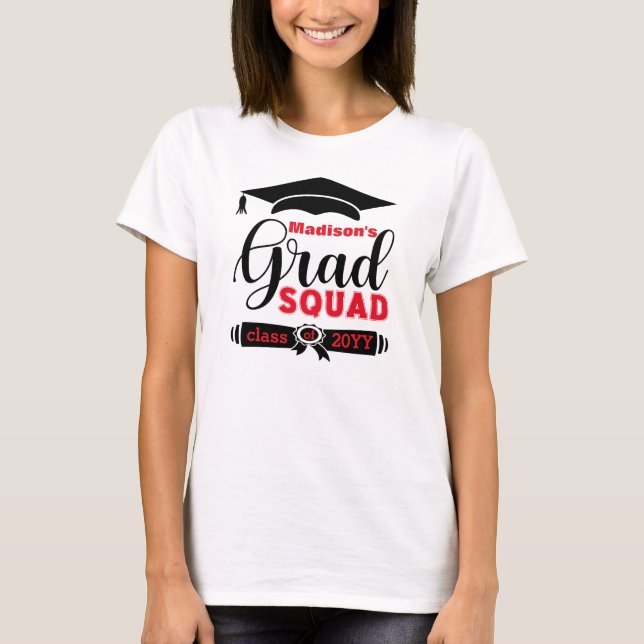 Camiseta Texto preto e vermelho personalizado mulheres bran (Frente)