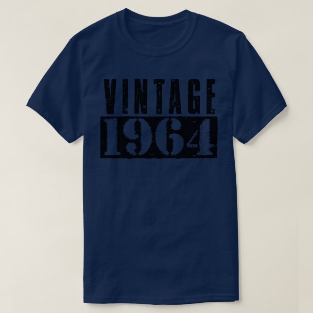 Camiseta Texto Preto Vintage 1964 (Frente do Design)