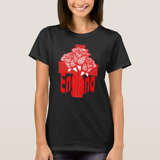 Camiseta Texto Red England Rua Isolada George Cross E Rosa (Frente)