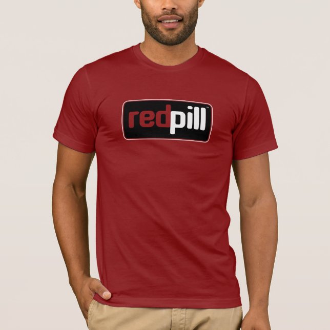 Camiseta Texto Red Pill™ Logotipo Preto Bella Canvas T-Shir (Frente)