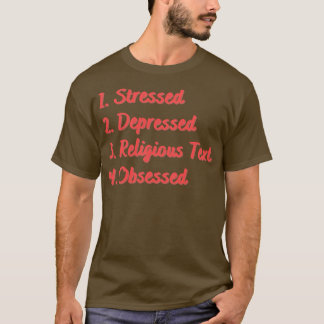 Camiseta Texto Religioso Deprimido em Destaque Obcecado