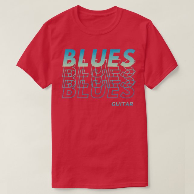 Camiseta Texto repetido da guitarra Blues (Frente do Design)