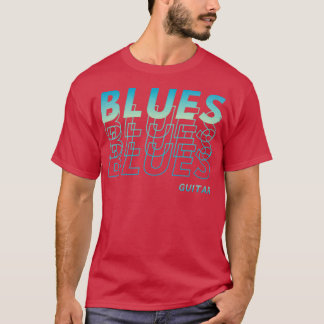 Camiseta Texto repetido da guitarra Blues