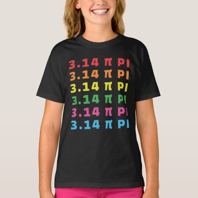 Camiseta Texto Repetido T-Shirt 3,14 Pi Dia (Frente)