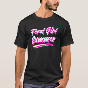 Camiseta Texto Rosa Quente de Verão de Rapariga