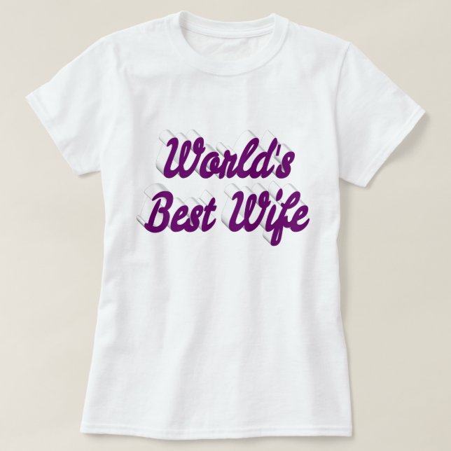 Camiseta Texto roxo da melhor esposa (Frente do Design)