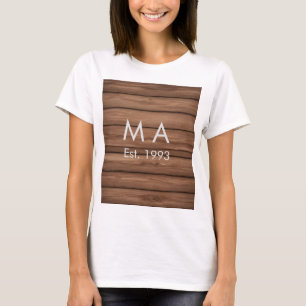 Camiseta texto rústico marrom boho adicionar nome letra ano