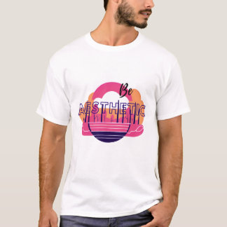 Camiseta Texto "Seja estético" com um texto vibrante, retro