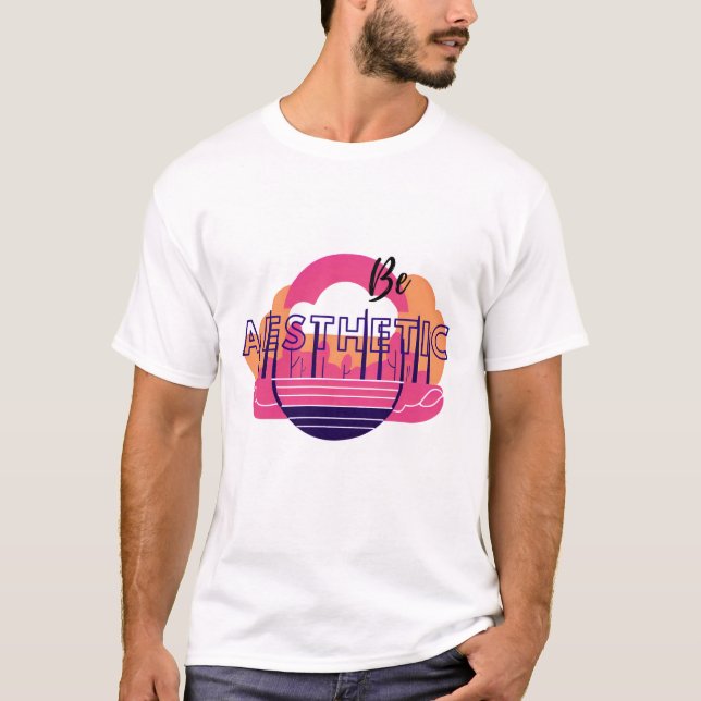 Camiseta Texto "Seja estético" com um texto vibrante, retro (Frente)