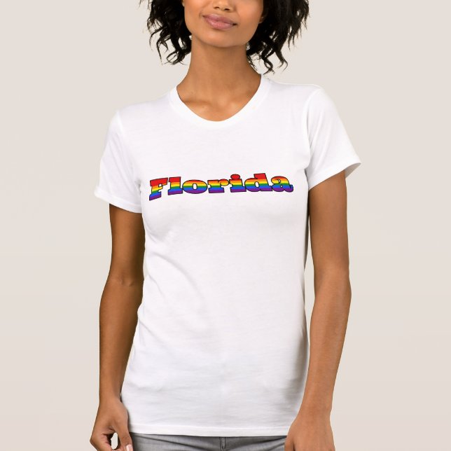 Camiseta Texto T-Shirt LGBT Florida Rainbow (Frente)