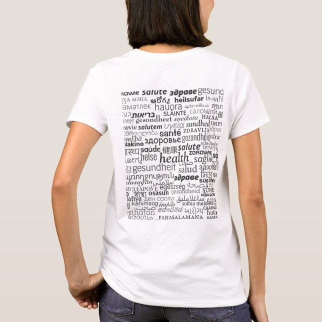 Camiseta Texto T Shirt Multi-Language Health Palavra Sua Co (Verso)