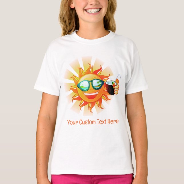 Camiseta Texto Tropical Sun Personalizado (Frente)