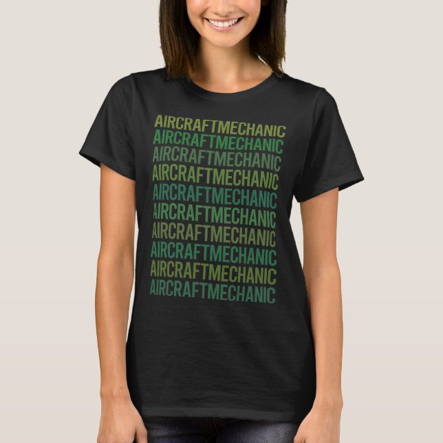 Camiseta Texto Verde - Mecânico de Aeronaves (Frente)