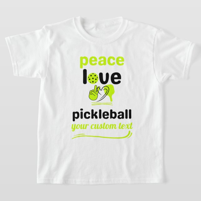 Camiseta texto verde Pickleball Peace and Love personalizad (Postura )