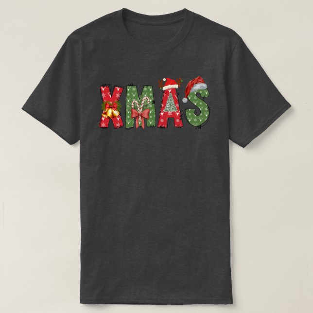 Camiseta Texto Verde XMAS (Frente do Design)