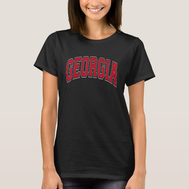 Camiseta Texto Vermelho do Estilo Varsity Georgia GA (Frente)