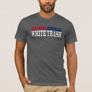 Camiseta Texto vermelho do lixo branco do colarinho azul do