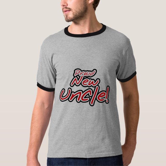 Camiseta Texto vermelho e preto do tio novo orgulhoso - (Frente)