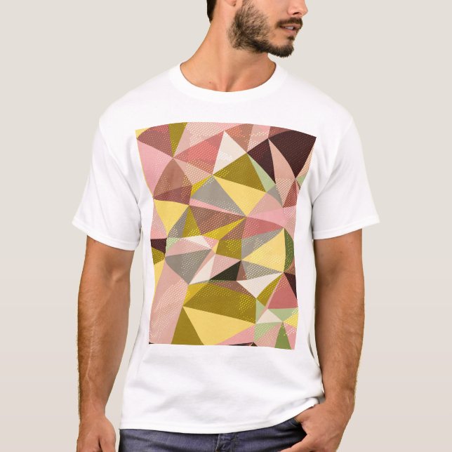 Camiseta Textura Abstrato de triângulos geométricos colorid (Frente)
