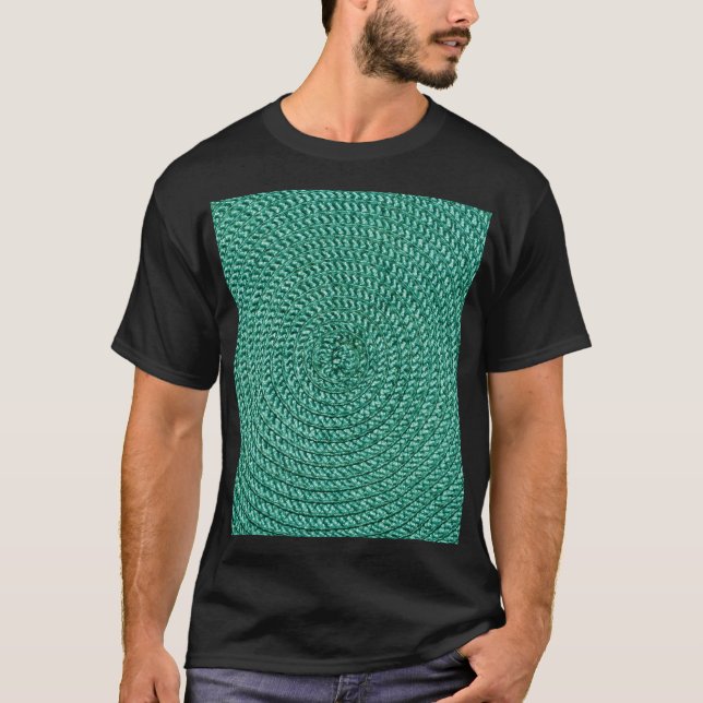 Camiseta Textura artificial de tecido verde trançada. (Frente)