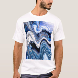 Camiseta Textura branca prateada de mármore profundo.