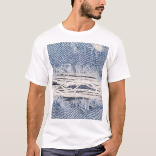 Camiseta Textura de Jeans com risca desbotada
