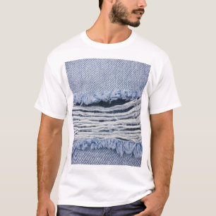 Camiseta Textura de Jeans rasgados azuis claros