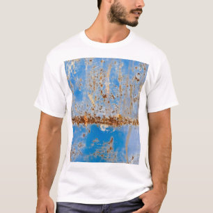 Camiseta Textura de metal enferrujado, decor arranhado azul