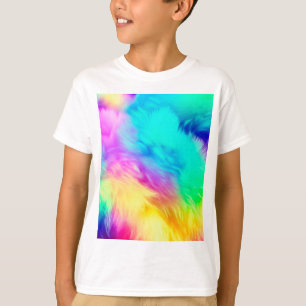 Camiseta Textura de Pelo Fofinho Arco-Íris Vibrante-75201