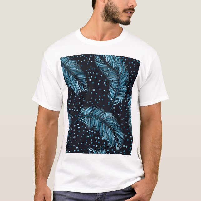 Camiseta Textura de pena escura, abstrato. (Frente)