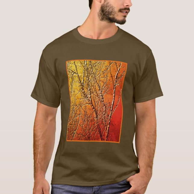 Camiseta Textura Esculpida Olhar Ramificações de Árvore Neg (Frente)