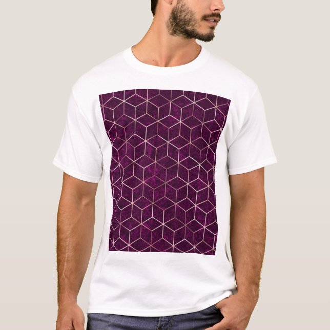 Camiseta Textura Geométrica de Folha de Ouro Sparkle (Frente)