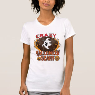 Camiseta Textura Gravada Retro de Abóbora Assustadora de Ha