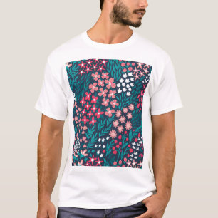Camiseta Textura Sem Costura De Flor Vintage.