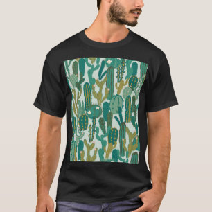 Camiseta Textura Vintage Repetida De Cactus Green