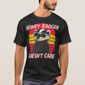 Camiseta Texugo-Mel Adorável Estilo Retro Divertido Não Se