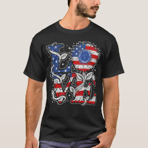Camiseta th Of Julde Love Sunflower Patriotic American Flag