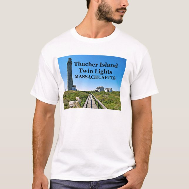 Camiseta Thacher Island Twin Lights, Massachusetts T-Shirt (Frente)