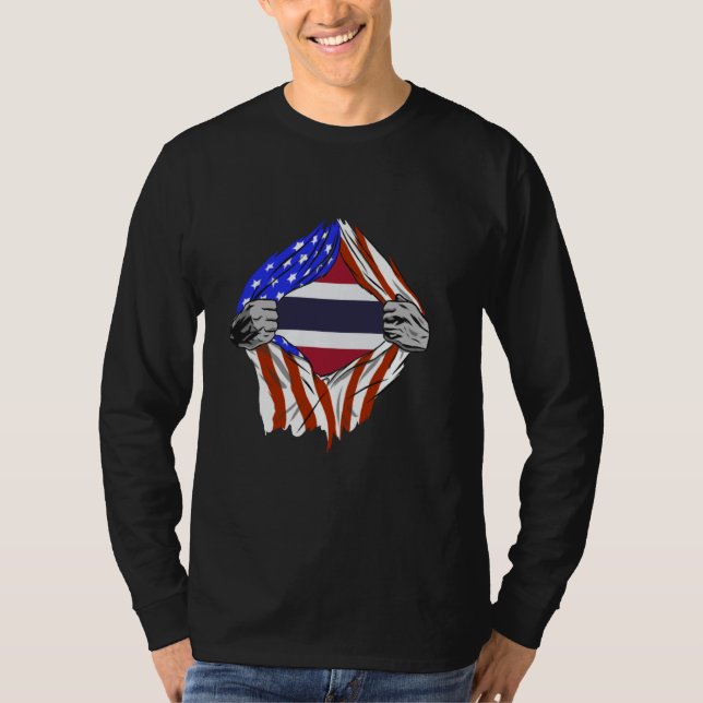 Camiseta Thailand Chest USA Thai Roots Thai Pride America T (Frente)