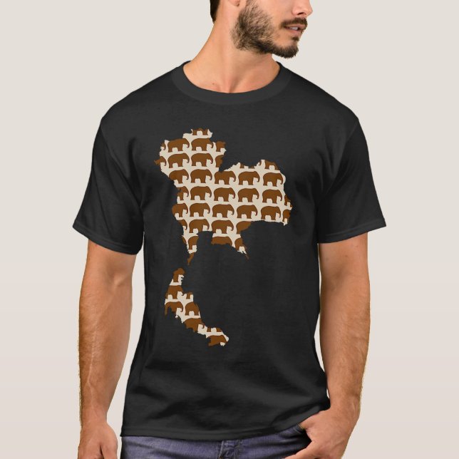 Camiseta Thailand Map Elephant Pattern Thailand Vacation So (Frente)