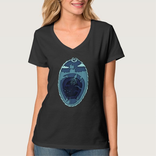 Camiseta Thalassophobia Ocean Pirate Ship in the Deep Sea f (Frente)