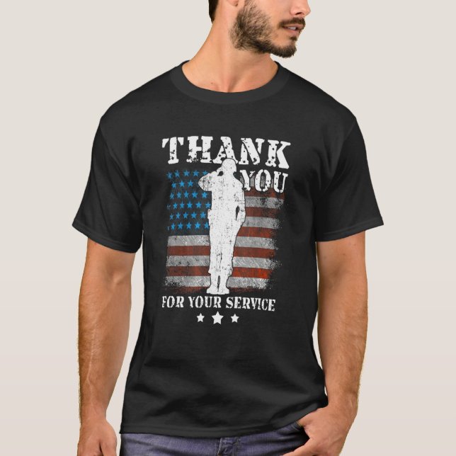 Camiseta Thank You For Your Service American Flag Veterans  (Frente)