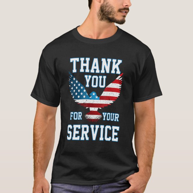 Camiseta Thank You for your Service Patriotic Eagle Veteran (Frente)