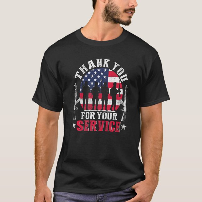 Camiseta Thank You For Your Service Patriotic Veterans Day  (Frente)