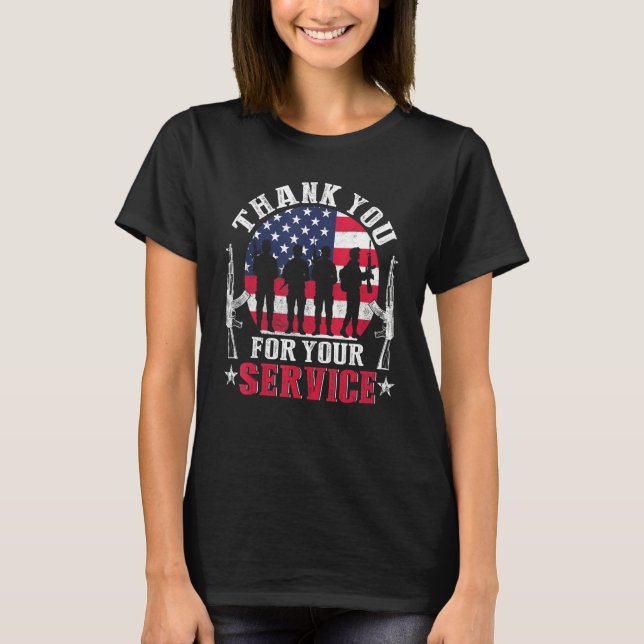 Camiseta Thank You For Your Service Patriotic Veterans Day (Frente)