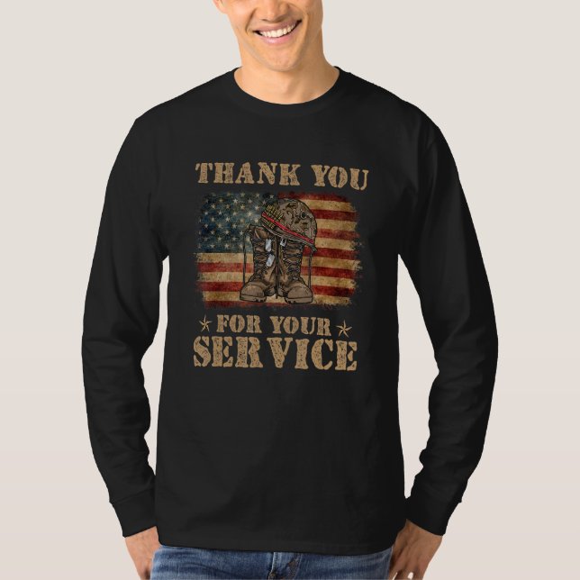Camiseta Thank You For Your Service Veteran US Flag Veteran (Frente)