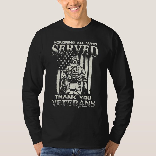 Camiseta Thank You Veterans Honoring All Who Served (Frente)
