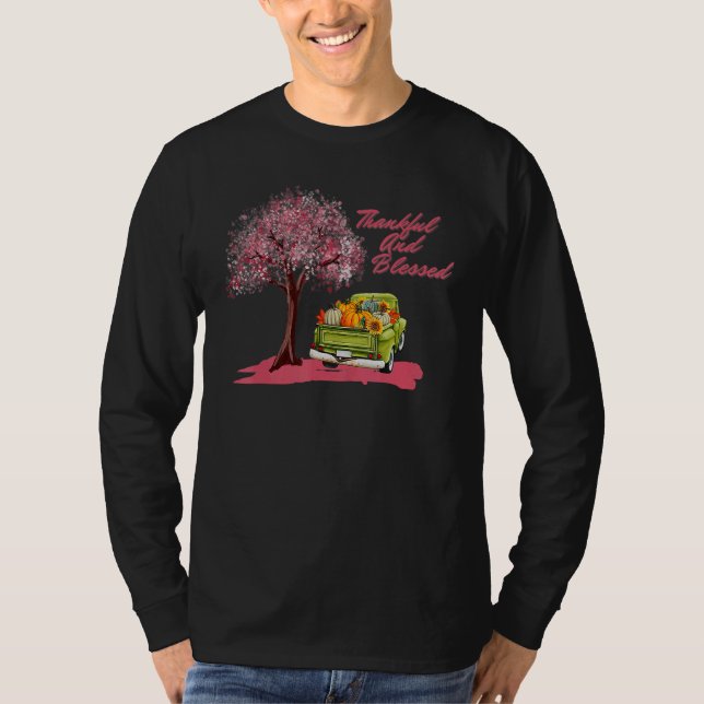 Camiseta Thankful And Blessed Thanksgiving pumpkin and autu (Frente)
