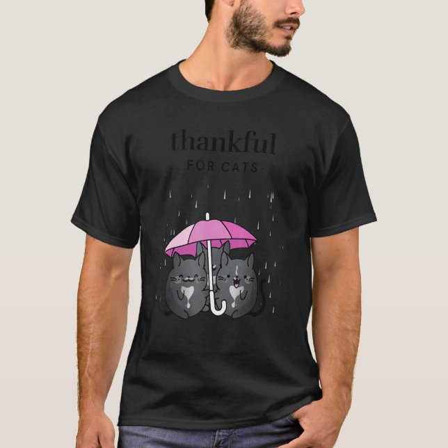 Camiseta Thankful for Cats Women's Thanksgiving Tuxedo Cat  (Frente)