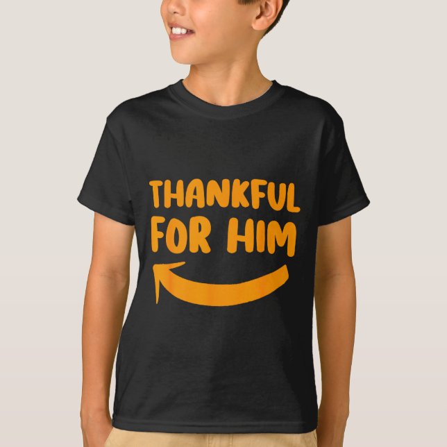 Camiseta Thankful For Him Her Thanksgiving Matching Couples (Frente)